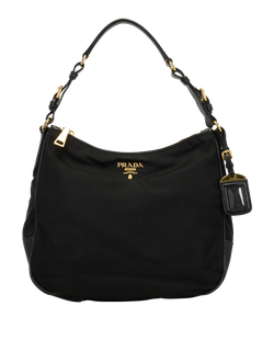 Re-Nylon Hobo, Poly/Leather, Black, MII, 2*
